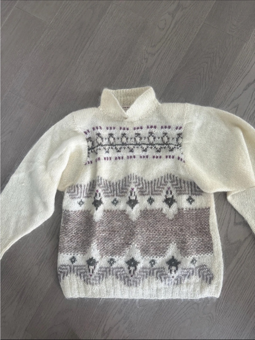 Vintage Lauren Hansen medium hand-knitted cream mohair sweater